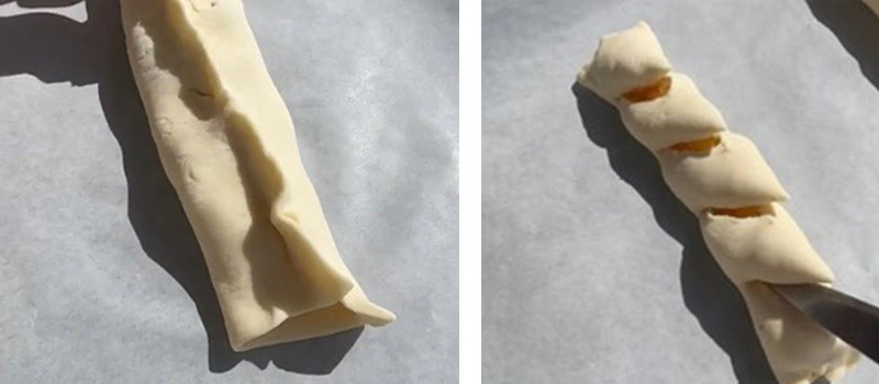 パイを包み切れ込みを入れる