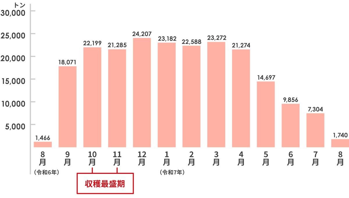 月別の県外出荷実績（令和6年産）